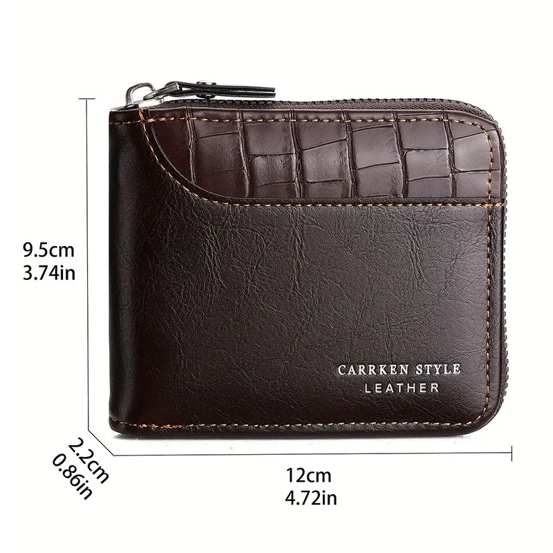 Cartera de cuero para hombre, monedero de lujo para hombre, tarjeteros con cremallera y bolsillo para monedas, billeteras Rfid, regalos para hombre, bolsa de dinero