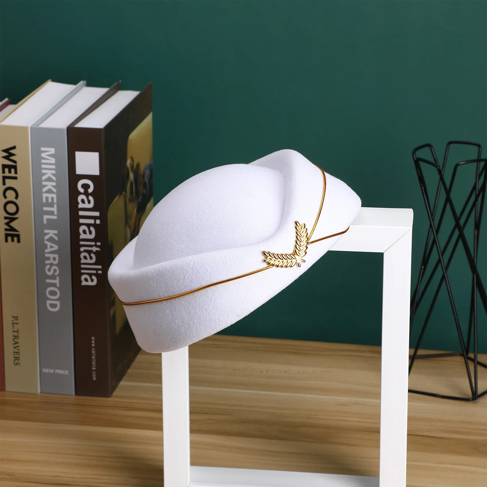 Cappello da assistente di volo Cappello da hostess da donna Copricapo cosplay per accessorio per costume da spettacolo per feste di Halloween