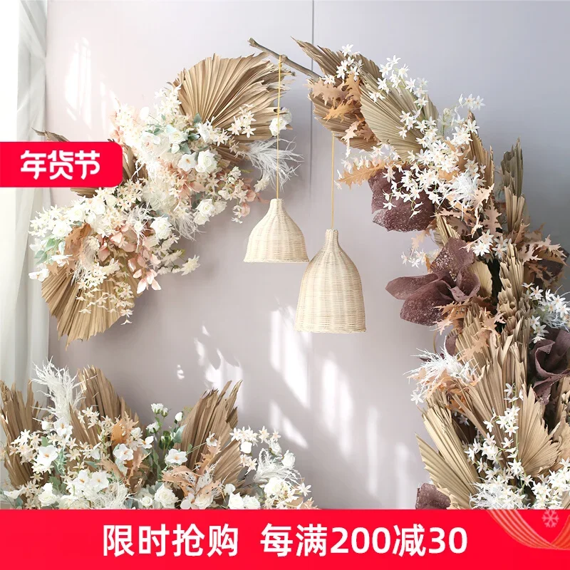 Autumn dried cassava leaves wedding arrangement floral arrangement large reed dried cassava leaves dried flower ornament Interne