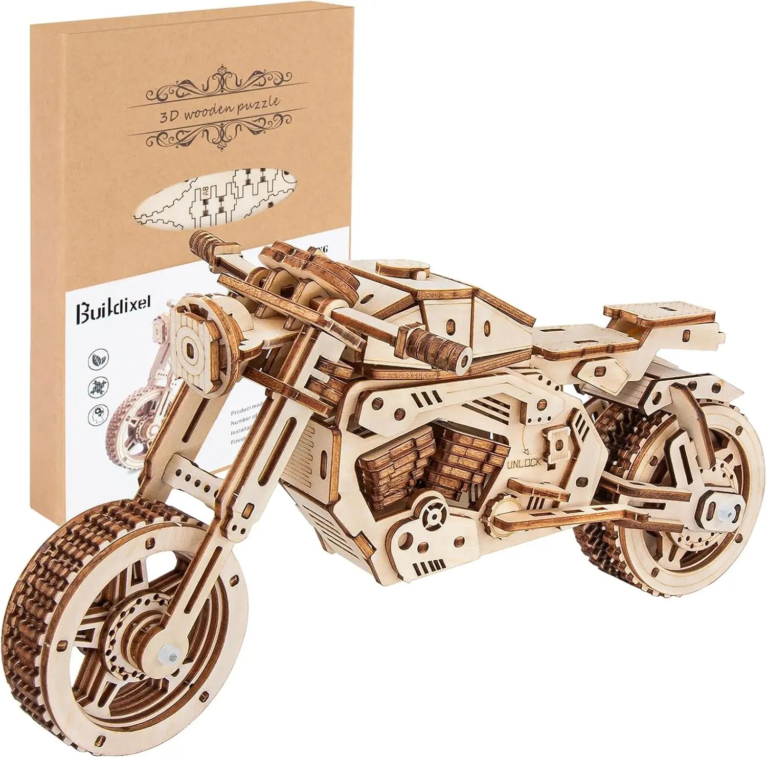 

3D-модель мотоцикла из дерева для взрослых, набор для сборки механической головоломки своими руками, идеальный подарок для мужчин и подростков
