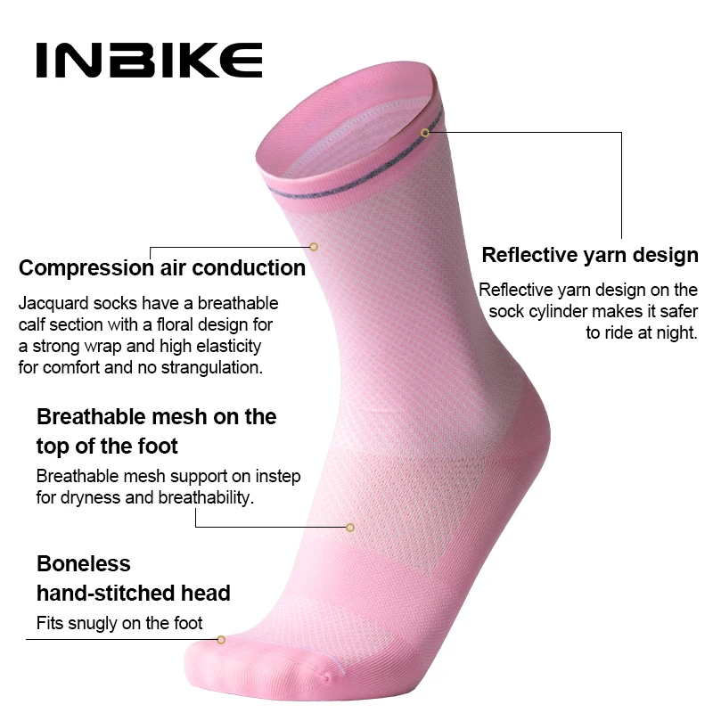 INBIKE Women Compression Running Socks Moisture Wicking Work Hiking Basketball Sport Socks Support for Athletic Cycle for Women