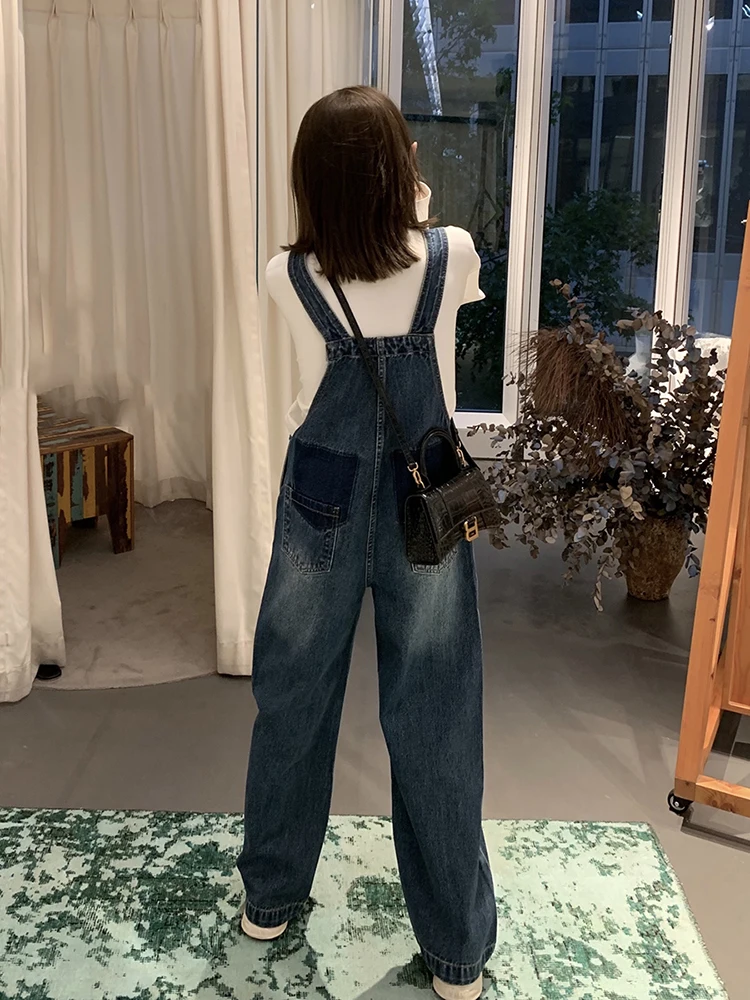 

Женские джинсовые комбинезоны Salt Series с высокой талией, прямыми штанинами, широкими штанинами, весна-лето, новый дизайн, небольшой размер, цельный комбинезон с высокой талией...