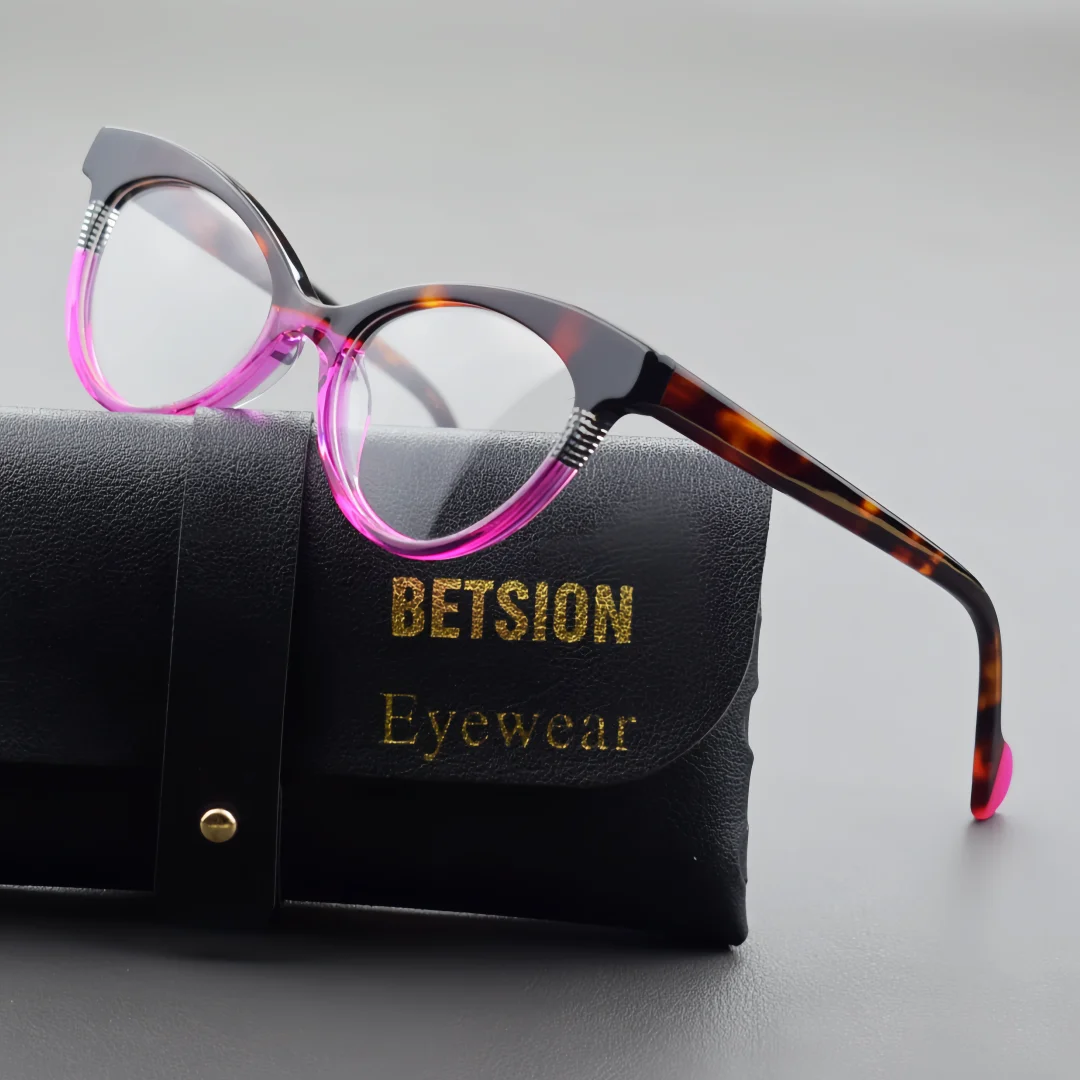 

BETSION Vintage Cat Eye Acetate Eyeglasses Frame Retro Tortoise Shell Full-Rim Spectacles Frames Fashion Eyewear Women #23214