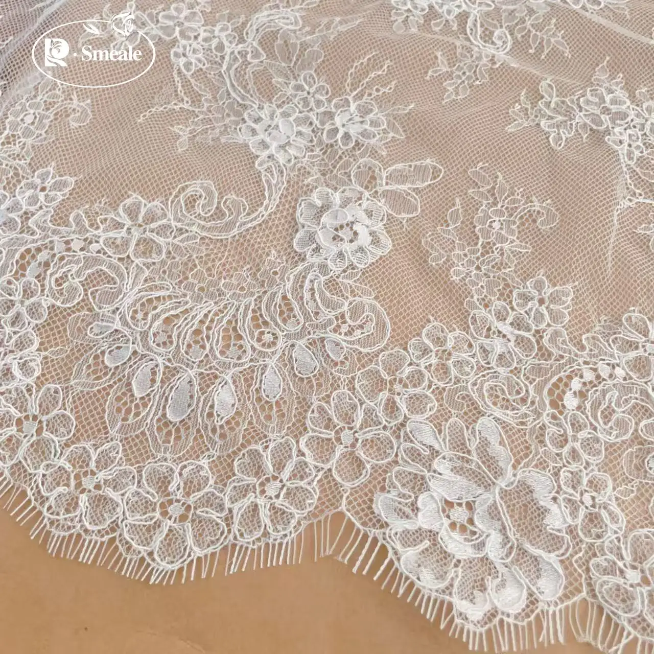 3D-Bordüren-Wimpernspitzenstoff, handgefertigt, DIY, Hochzeitskleid-Accessoires, RS5076, 47 cm Breite – Detail 4