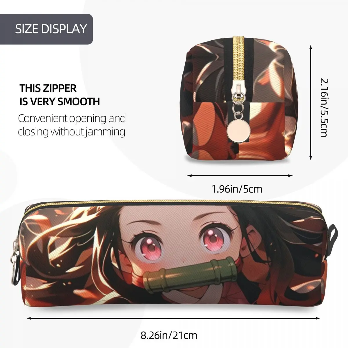 مضحك Kawaii Nezuko مقلمة لطيف أنيمي شيطان القاتل حامل قلم حقيبة للطلاب سعة كبيرة اللوازم المدرسية هدية pencelcases