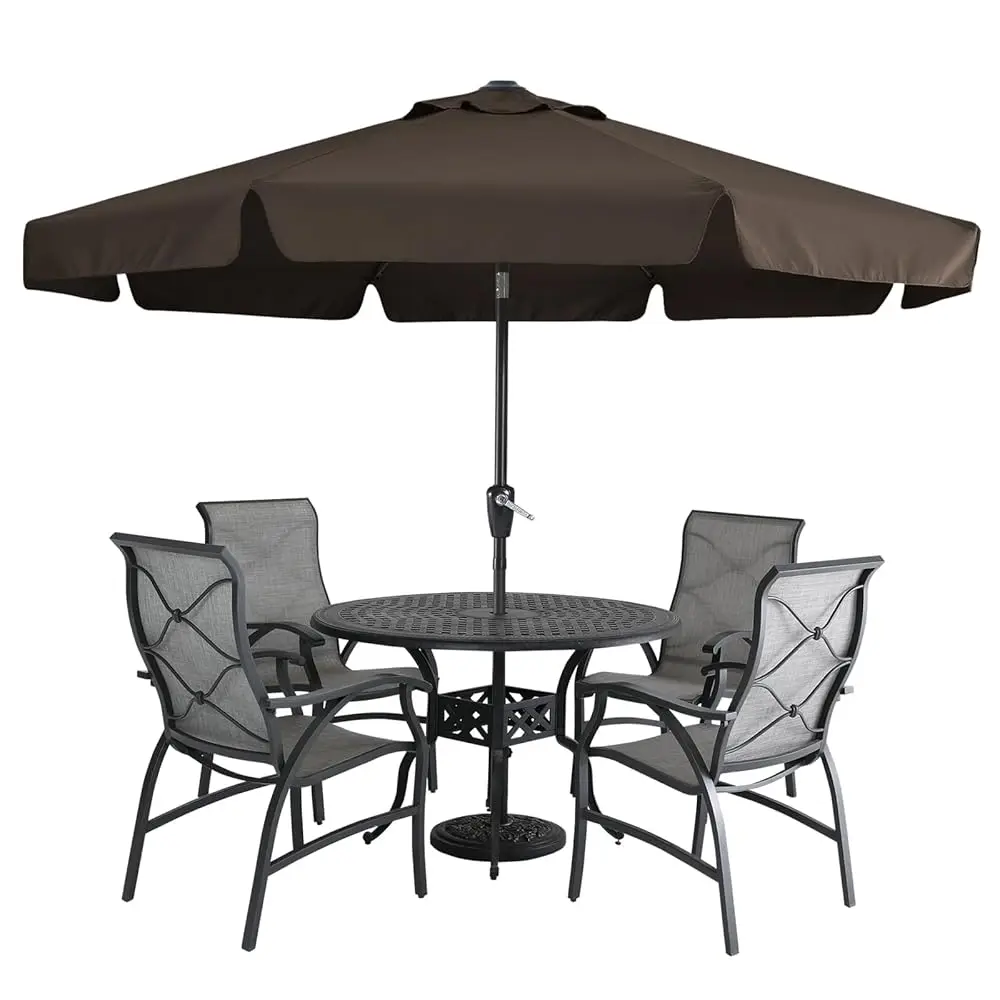 

Valance Patio Umbrella For Outdoor Table Market -8 Ribs (10Ft, Brown)