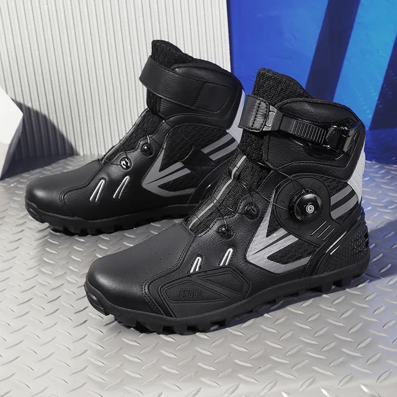 

2024 New Waterproof Men's Moto Protective Boots Anti Slip Wear-Resistant Motocross Shoes Accessorie Leather Men Motorcycle Boots