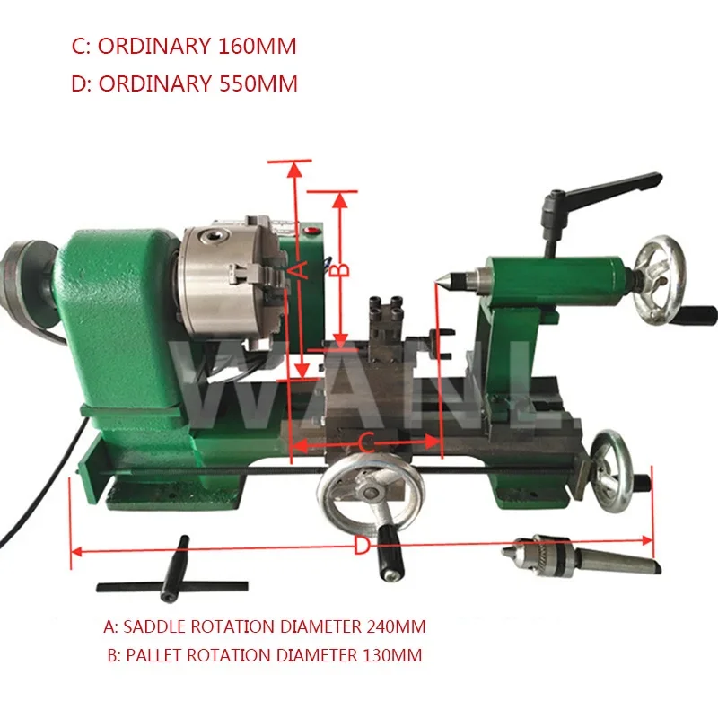 220V/350W Micro Instrument Lathe Milling Machine 3 Jaw 80 Chuck Metal Instrument Diy Home Bench Grinder Lathe Tool