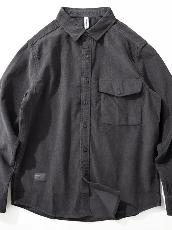 

Casual Men's Faionable Corduroy Long Sve irt Versatile High-End Feel Autumn New Sle Heavyweight Jaet Loose Fit Pol...