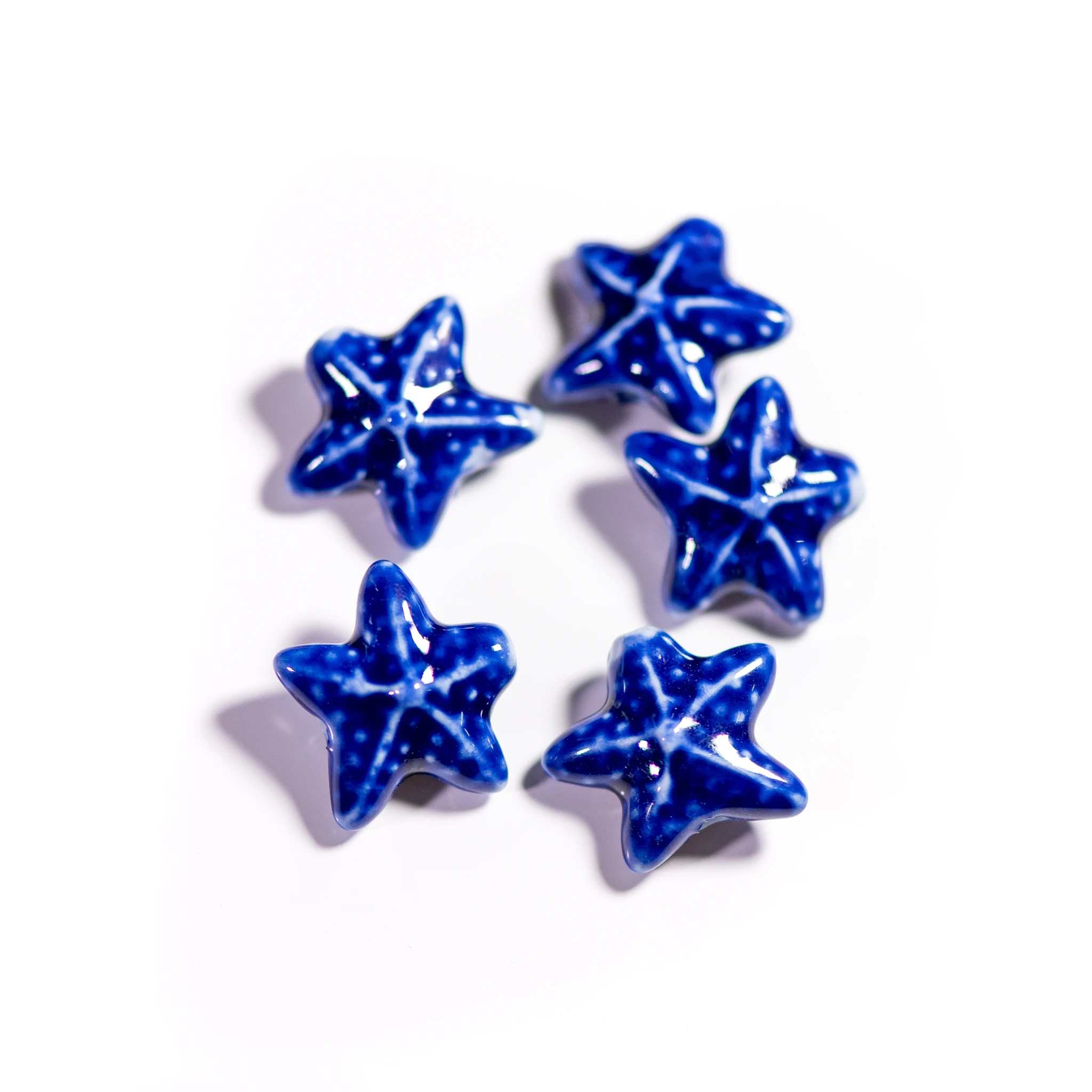 20#5pcs Ocean Series Multicolor Starfish Ceramic Beads Pentagram Porcelain Pendant #MY519