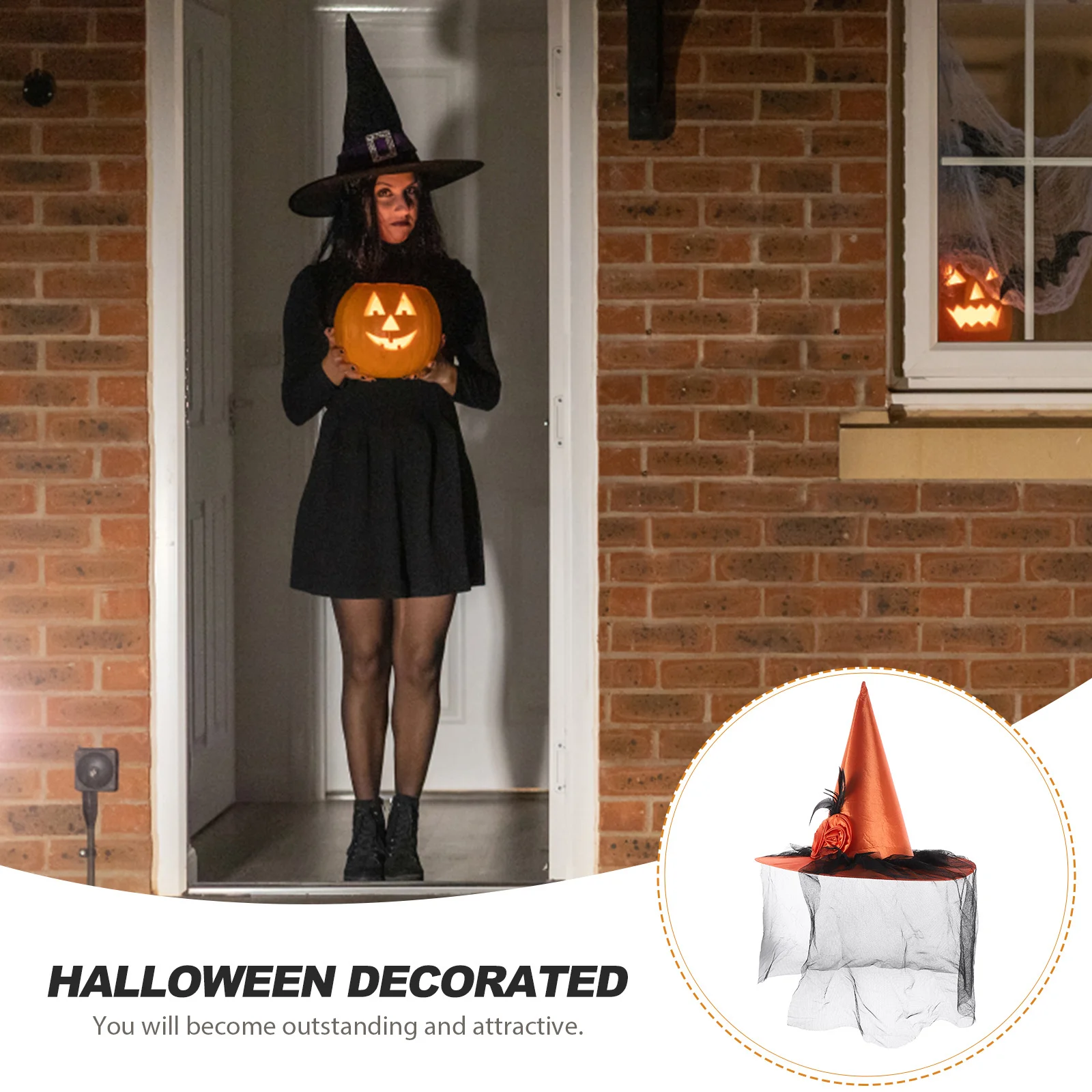 

Halloween Witch Hat Polyester Soft Wide Charm Halloween Cosplay Costume Party Decoration Witch Hat Cosplay Decor