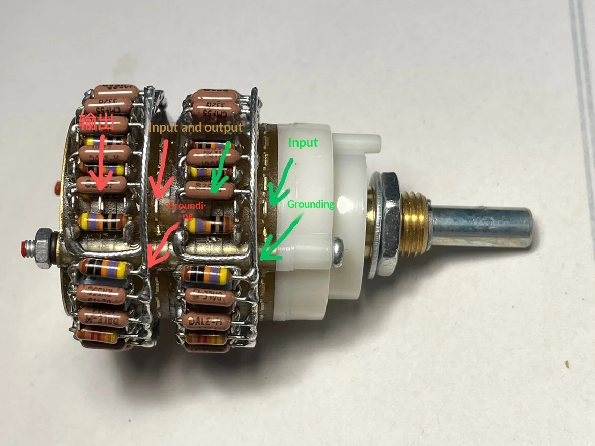 4×24-stage progressive dual 10k volume control electric slotter shunt dual-channel switch with for dale resistor