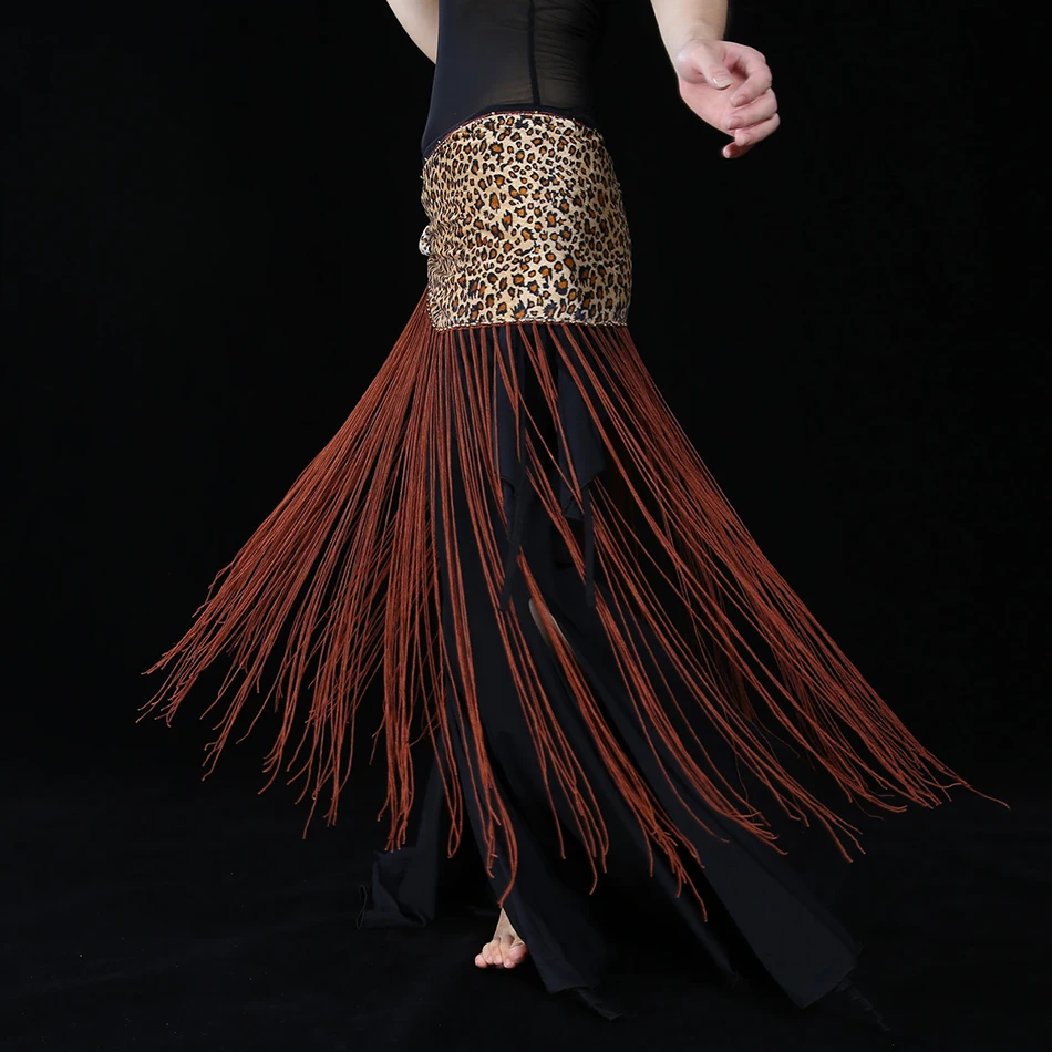 ベリーダンスヒップスカーフウエストチェーンベルトタッセルスカーフ 150 センチメートルロングヒョウ大人の女性のためのダンスウェア衣装ダンスアクセサリー