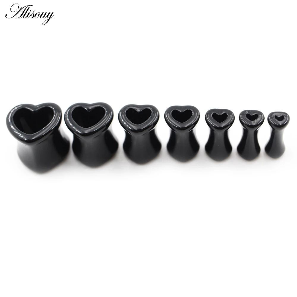 2pcs Ear Expander Piercings Heart Acrylic Ear Plugs Stretcher Expander 1 Pair Ear Piercings Studs Plugs Body Piercings 3-12mm