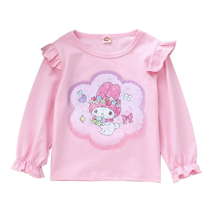 Kuromi My Melody อะนิเมะ Kawaii MINISO เสื้อแขนยาวน่ารัก Cinnamoroll เด็กเสื้อยืด Hoodie เสื้อผ้าของขวัญเด็ก
