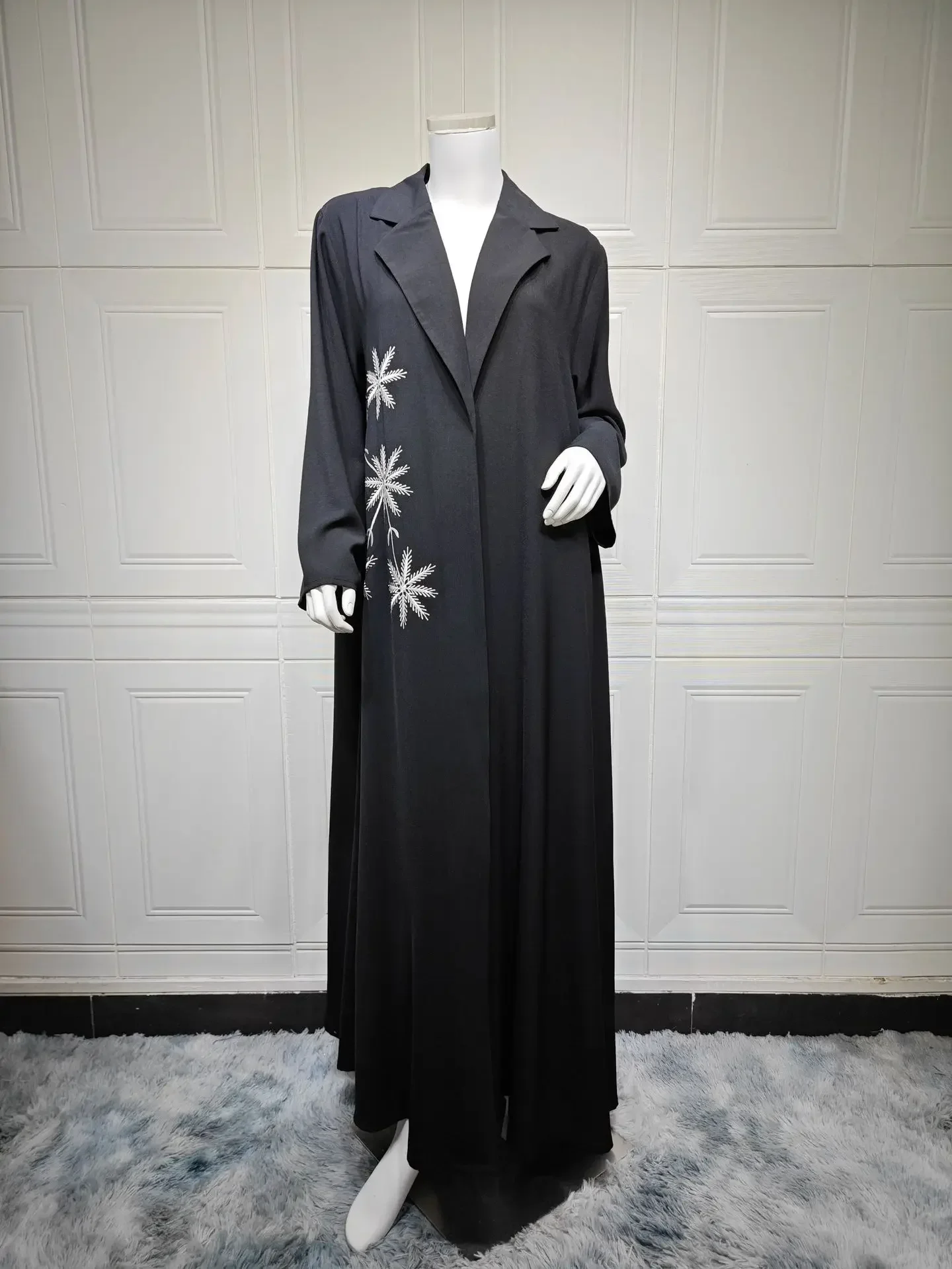 

Ramadan Eid Black Open Muslim Dress Kimono Abaya Damen Dubai Luxury Islam Women Clothing Kebaya Kaftan Robe Femme Musulman Gown