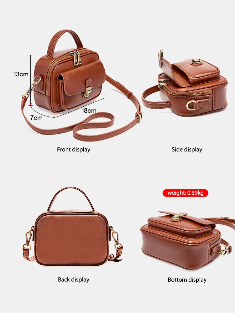 Zency 100% Soft Genuine Leather For Women Large Capacity Simple Vintage Luxury Shoulder Bags Crossbody Bag Double Zippers 2024