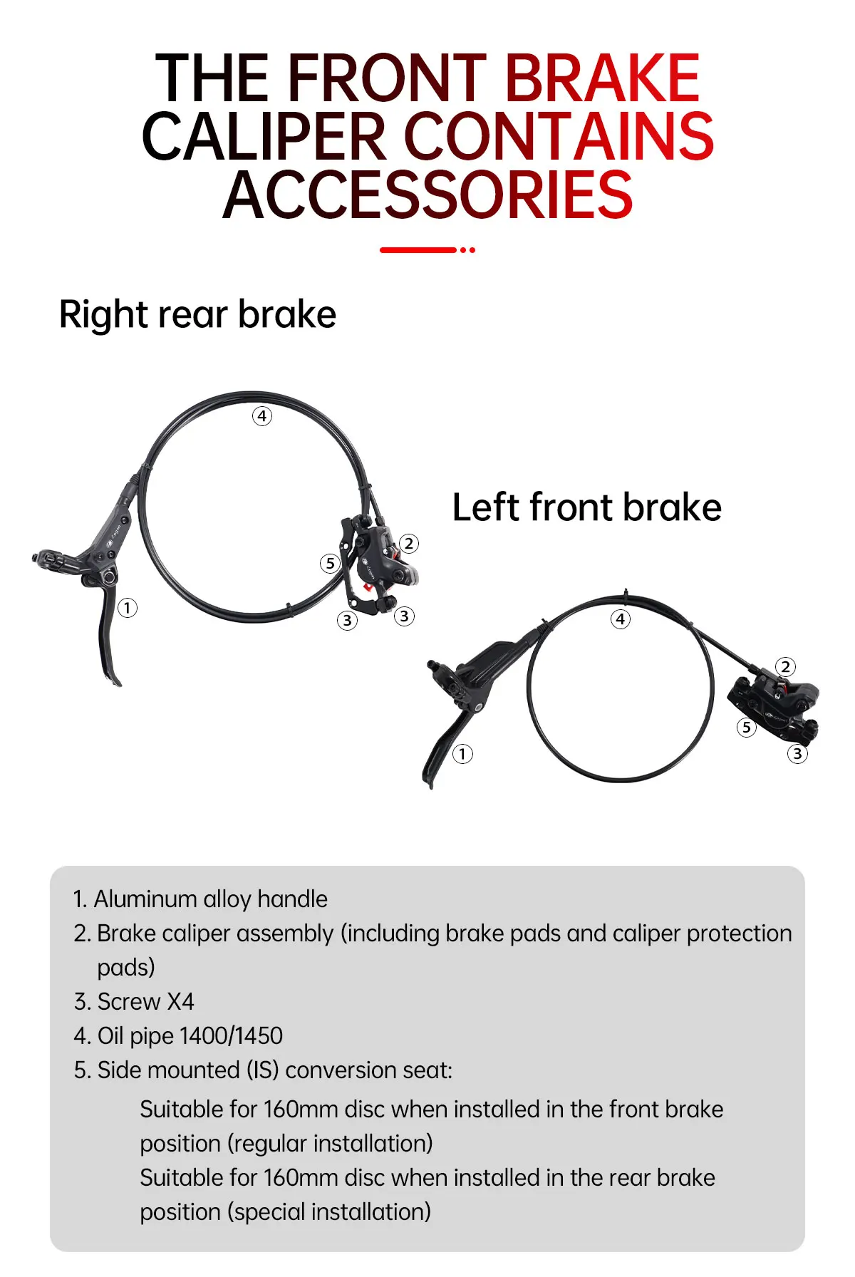 TESNO M500 2-Piston MTB Hydraulic Disc Brake Set Aluminum Alloy Front And Rear Bicycle Brakes with Silicone Protective Covers