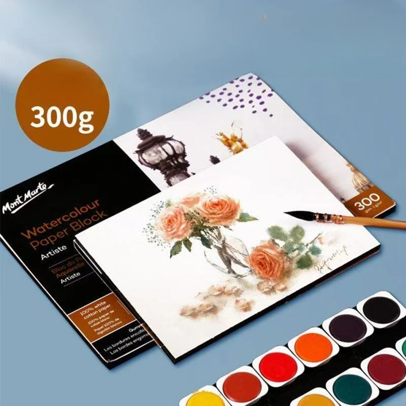 A4/A5 Artist Grade Watercolor Book 300g 100% White Cotton Paste Watercolor Paper Glue Set 12 Sheets Medium Rough Sketchbook