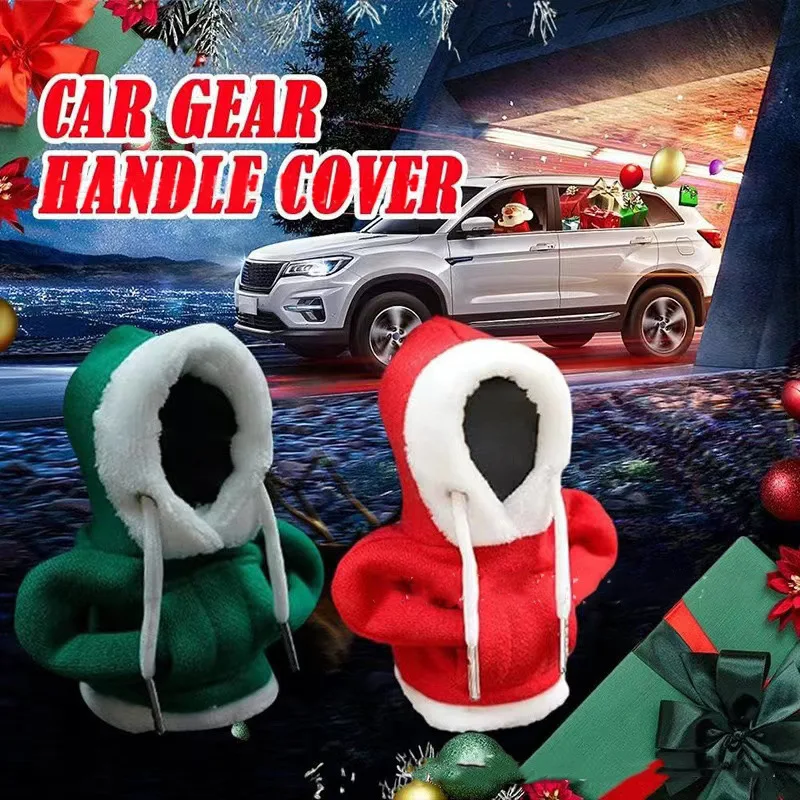 

Christmas Hoodie Car Gear Shift Cover Car Gear Lever Hood Cover Christmas Hat Car Decoration Hoodie