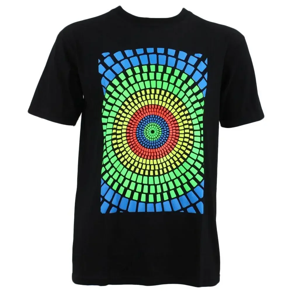 FLUORESCENT CIRCLE T-SHIRT TRIPPY HIPPIE FESTIVAL TOP