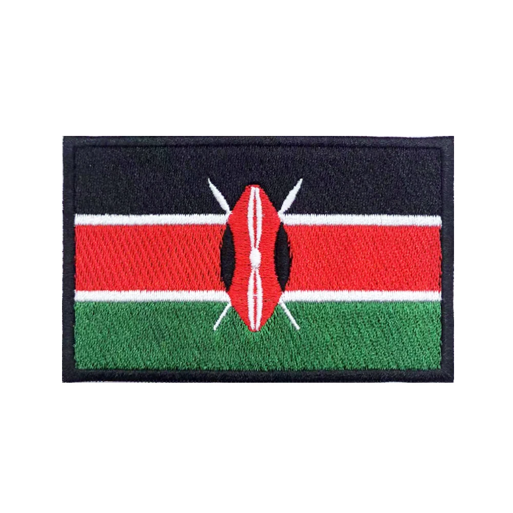 Kenya flag Patches Armband Embroidered Patch Hook & Loop Iron On Embroidery  Badge Military Stripe