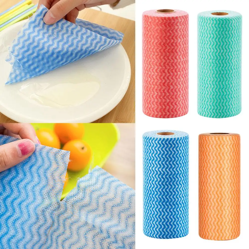 40Pcs/Roll Cleaning Cloth Disposable Cleaning Wipe  Lazy Clothes Dry And Wet Dual-purpose Household Cleaning Towel