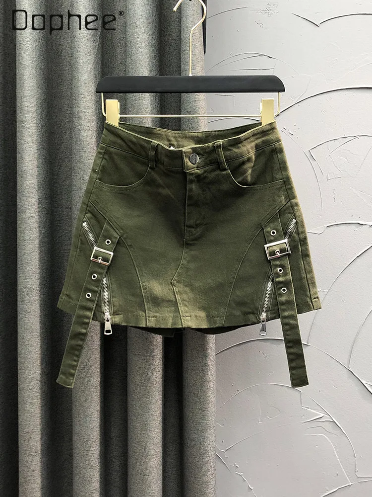 Brown High-waisted Denim Shorts Skirt Women's Spring New Fashion Street Spice Girl A-line Skirt Pants Mini Skirt All Matching