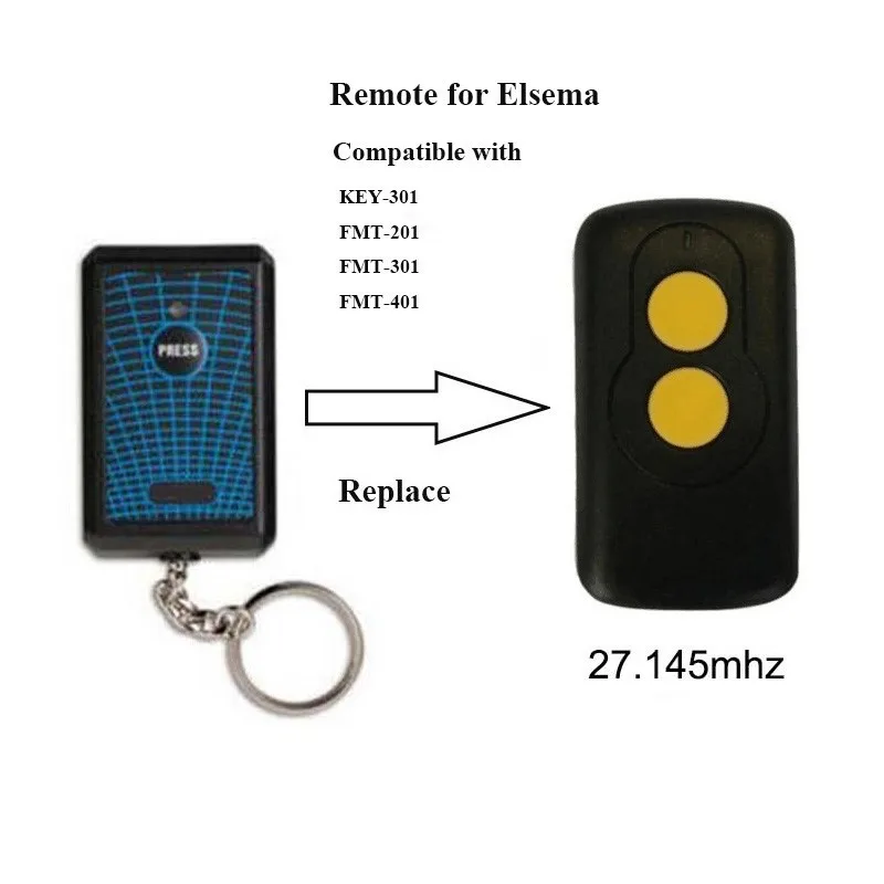 

Garage Door Remote Control for Elsema 27.145MHz FMT201/FMT301/FMT401 Gate Remote Replacement Transmitter