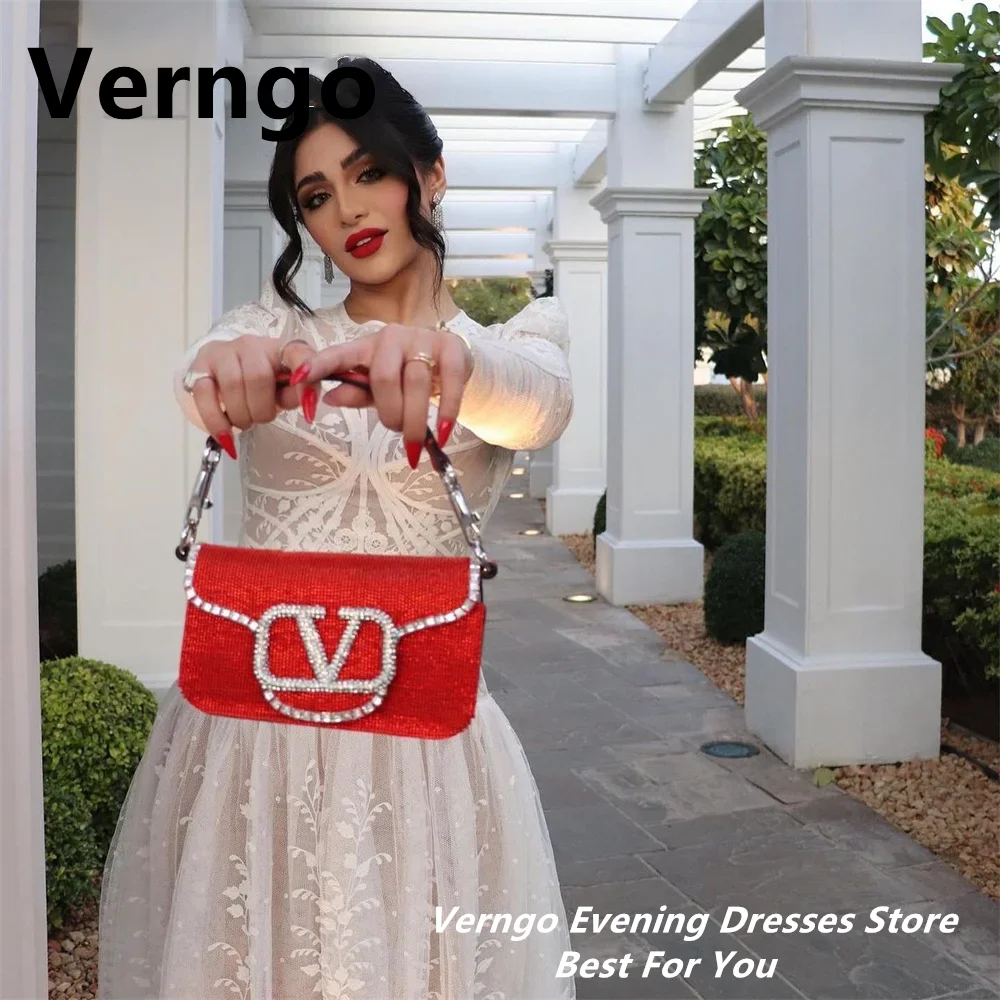 Verngo Vintage Spitze Frauen Abendkleider lange Ärmel O-Ausschnitt formelle Party kleider Dubai Arabisch knöchel lange Ballkleider