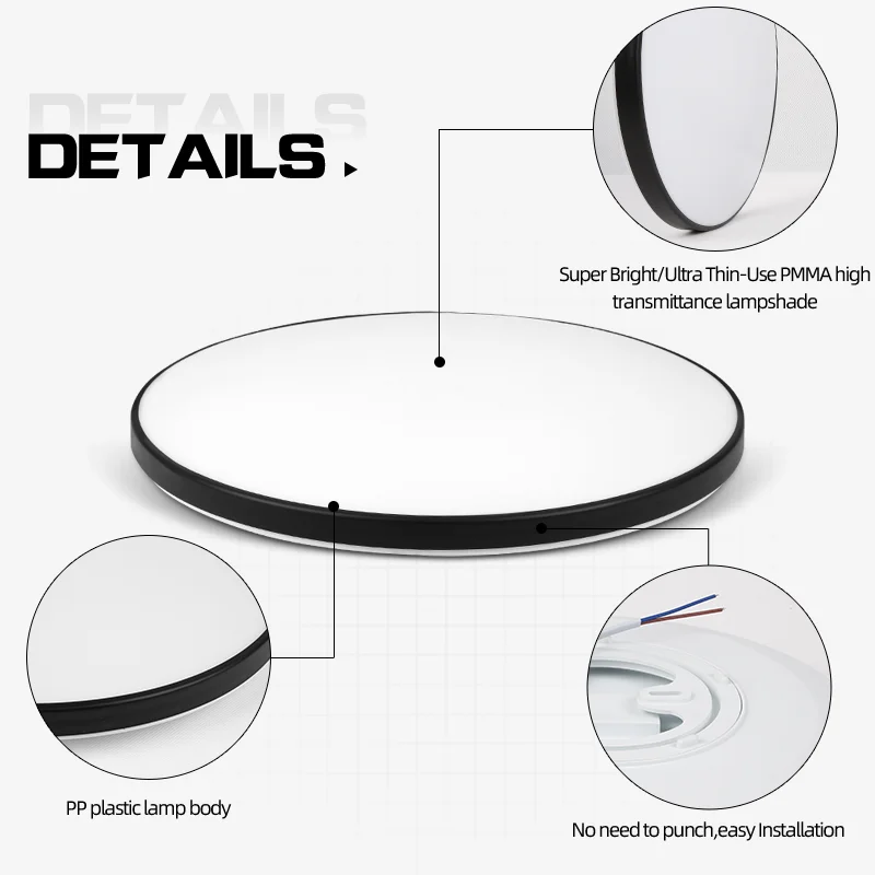 Luces de techo Led redondas, lámparas modernas de 15W, 20W, 30W, 50W, luz de techo moderna para habitación, sala de estar y dormitorio