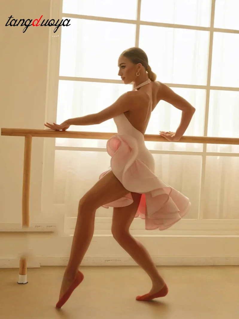 

Новейшее платье для латинских танцев, леопардовое, черное, розовое, сексуальное, для соревнований по латинским танцам, одежда для выступлений