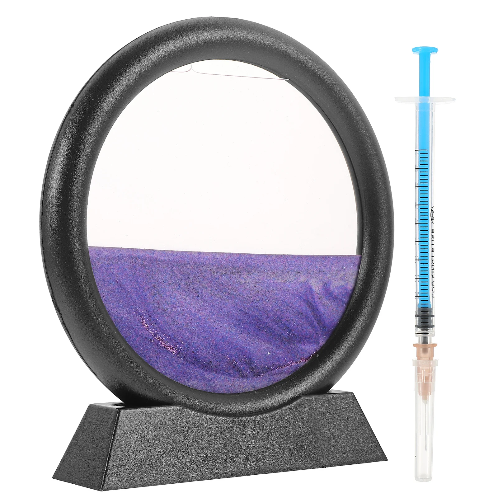 3D Quicksand Painting Moving Sand Hourglass Round Desktop Ornament Office Decoration Relaxation Sand Painting Hourglass Ornament