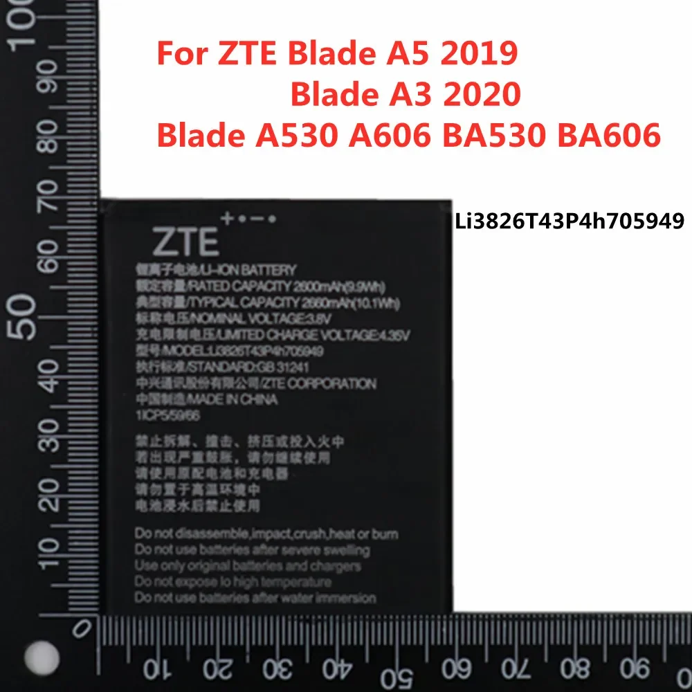 Аккумулятор Li3826T43P4h705949 для ZTE Blade A5 2019 A3 2020 A530 A606 BA530 BA606, аккумулятор для телефона, 2660 мАч, оригинал