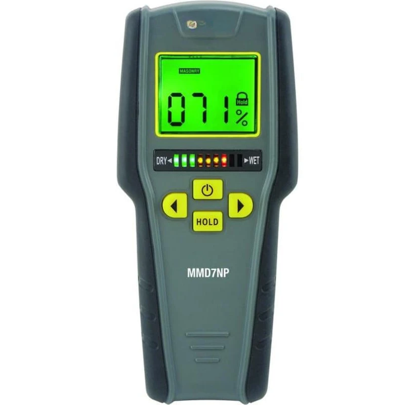 MMD7NP Moisture Meter for Drywall, Masonry, Softwood , Non-penetrating Liquid Crystal Hygrometer with Three-color Bar Chart