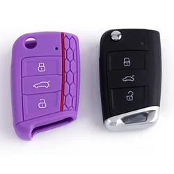 TPU Silicone Car Key Case Cover Shell Fob For Volkswagen POLO Bora Tiguan Passat B5 B6 Golf 6 Golf 7 MK5 MK6 Eos TSI Keychain