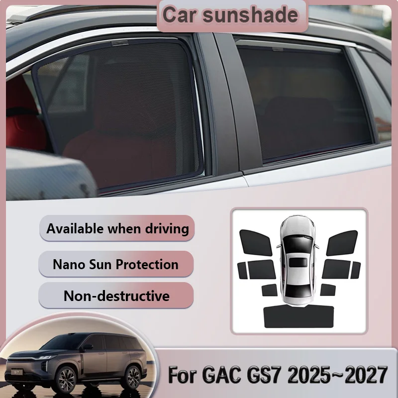 

For GAC GS7 2025 2026 2027 Trumpchi Xiangwang S7 Car Mesh Sunshade Window Magnetic Visor Sun Shade Privacy Curtain Accessories