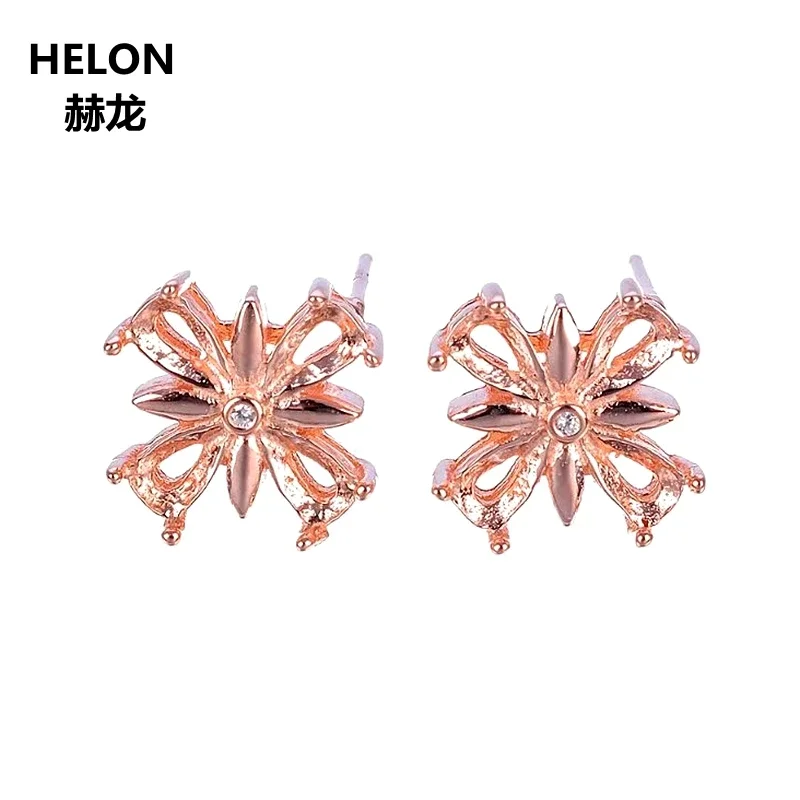 Solid 14k Rose Gold 3x5mm Pear Cut Semi Mount Earrings Women Stud Earrings Setting Fine Jewelry White Yellow Gold Optional