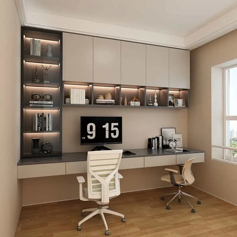 

Double study table, cabinet, bookcase, integrated hanging computer table, suspended desk, study desk, household bedroom