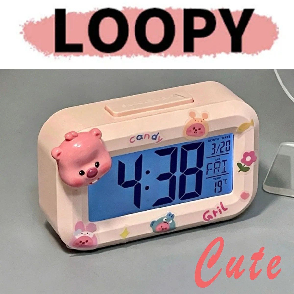 Cute Loopy Alarm Clock DIY Clock Student Dormitory Study Convenient Multi-function Timing Desktop Table Clock Christmas Gift