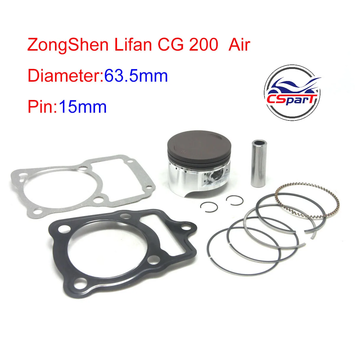 Zestaw tłoka Racing CG200 200CC 63.5MM Pierścienie Chłodzone Powietrzem Shineray ZongShen Lifan Taotao ATV Quad Pit bike
