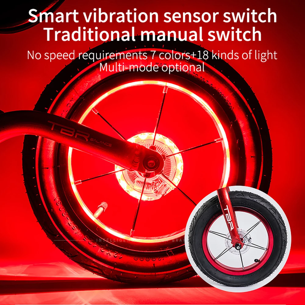 LED Bicycle Wheel Light Bike Front Tail Hub Spoke One Lamp With 7 Color 18 Modes Rechargeable Kids Balance Bike Light