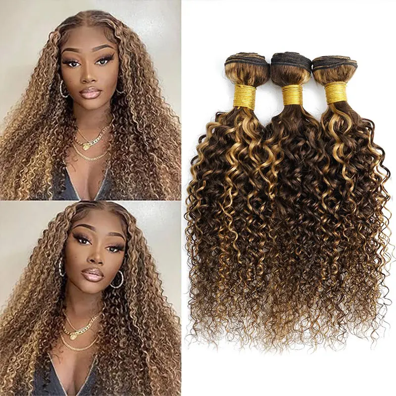 Ombre Curly Human Hair Bundles with Closure Brazilian Hair 3 Bundles Deals Jerry Curly Human Hair Bundles with Closure for Women