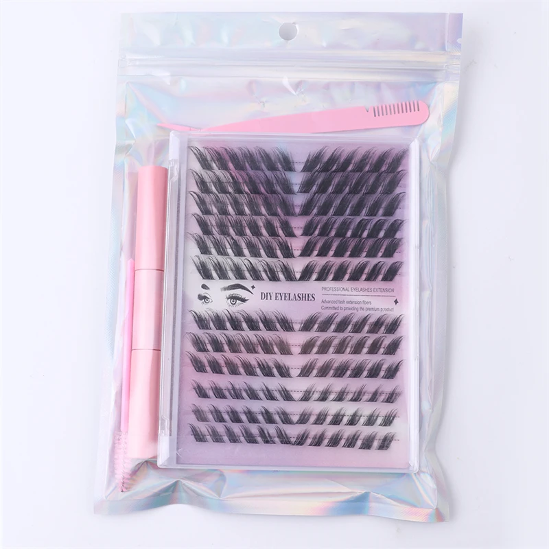 144 Cluster D Curl Ciglia a segmento denso naturale Kit combinato fai-da-te - Forte Durevole Riutilizzabile Confortevole Personalizzato
