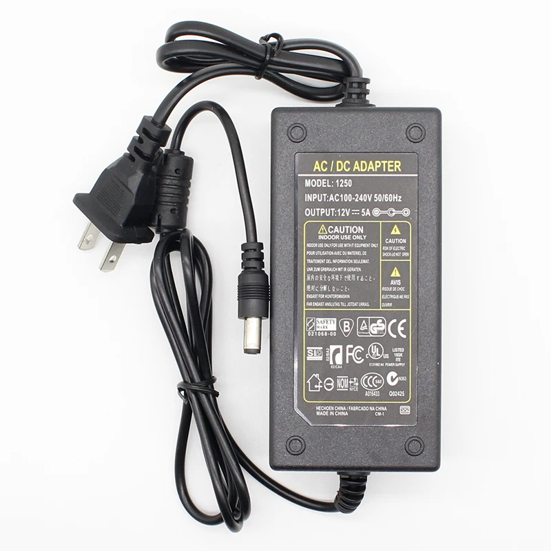 1pcs 12V5A New AC 100V-240V 60W Converter power Adapter DC12V 5A 2.1mm-2.5mm*5.0mm DC Plug Power Supply Adapter