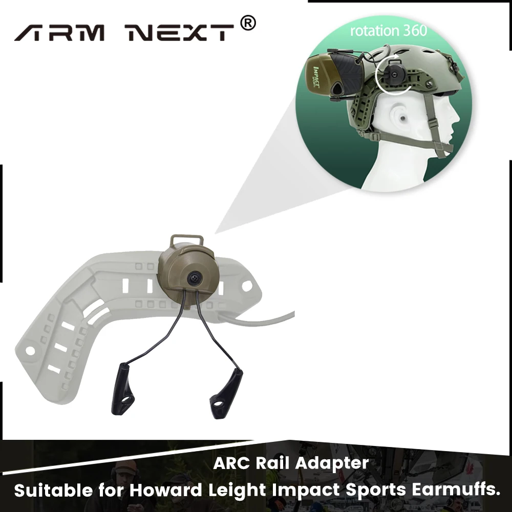 1 Pair Tactical Headset Mount ARC OPS-CORE Helmet Rail Adapter for Howard Leight Impact Sport Hunting Shooting Headset