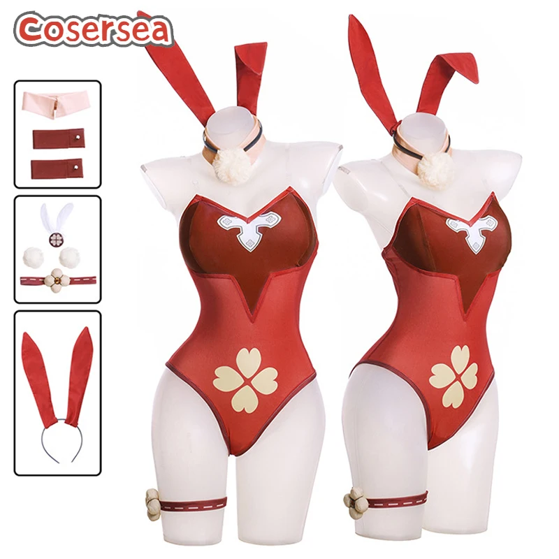 

Cosersea Klee Bunny Dress Cosplay Costume Game Genshin Impact Klee Sexy Women Bunny Suit Jumpsuit Halloween Cos Outfit Fullset