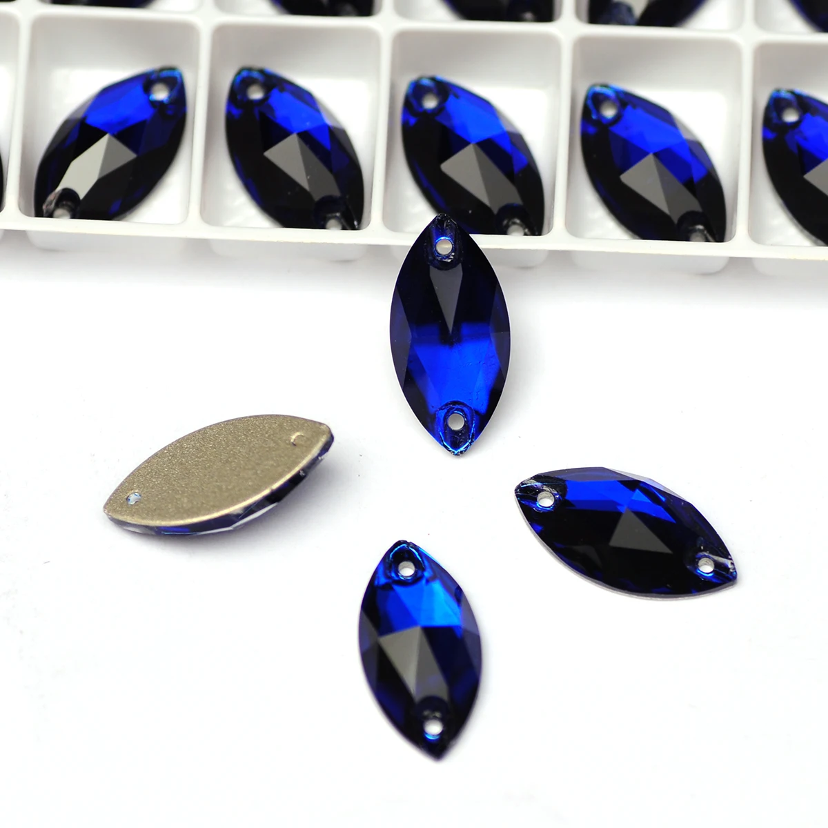 YANRUO 3223 Navette Coalt Blue Sew On Rhinestones Leotard Clothes Flat Back Stones Diy Diamond Gems Stones For Wedding Dress