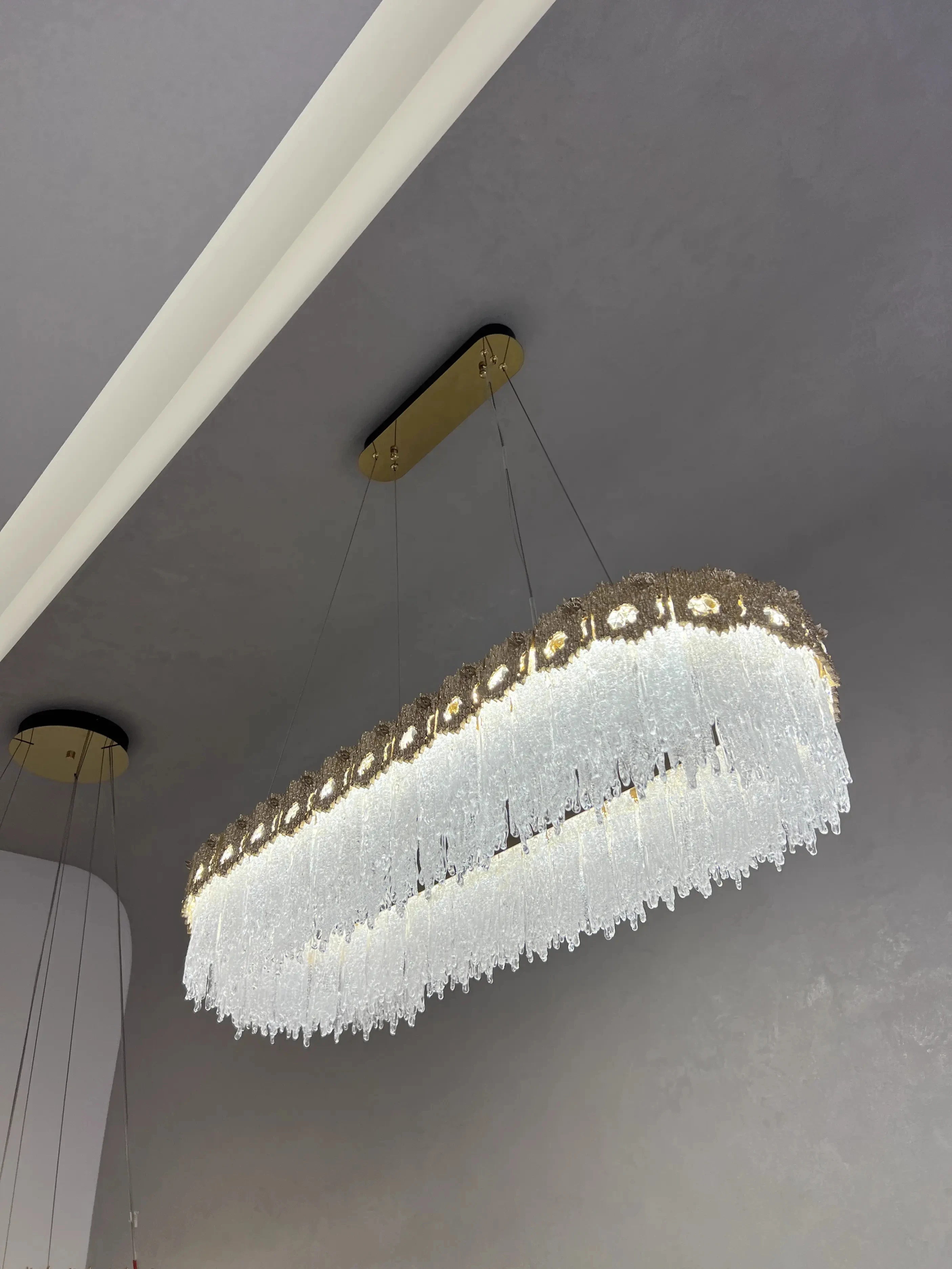 

Loft Modern Chandelier restaurant European Simple Hotel Showroom glass Pendant Light Suspend LED k9 Crystal Hanging Lamp Bedroom