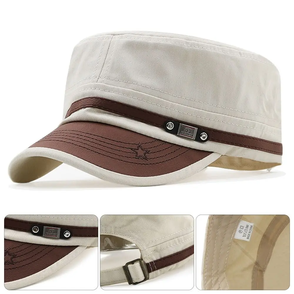Men Unisex Army Hat Baseball Cap Cotton Cadet Hat Military Breathable Combat Fishing Flat Adjustable Cap